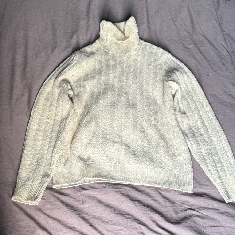 Ami Men's Cream Turtleneck Sweater